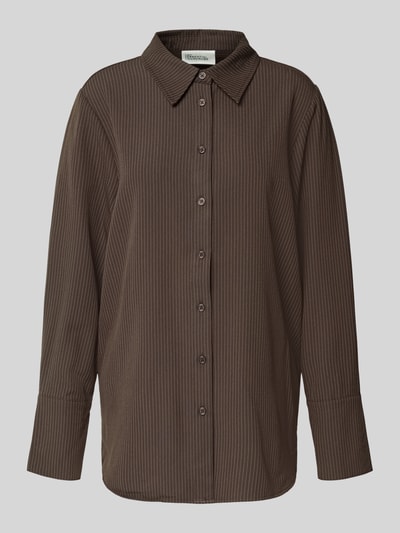 My Essential Wardrobe Overhemdblouse met knoopsluiting, model 'Vitta' Chocoladebruin - 2