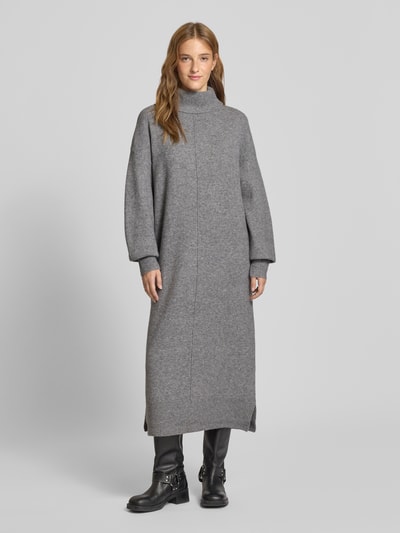 Pieces Oversized Strickkleid mit Wollanteil Modell 'MALOU' Mittelgrau Melange 4