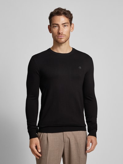 Scotch & Soda Gebreide pullover met logostitching, model 'CORE' Zwart - 4