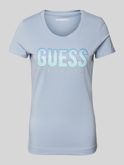 Guess T-Shirt mit Label-Print Hellblau 1