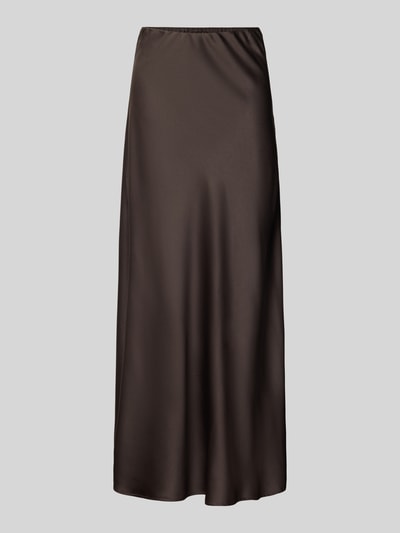 Produktfoto, Ausgestellter Maxi-Rock mit elastischem Bund Modell 'MERLE' von VERO MODA in Dunkelbraun, glatte Textur, leicht glänzend