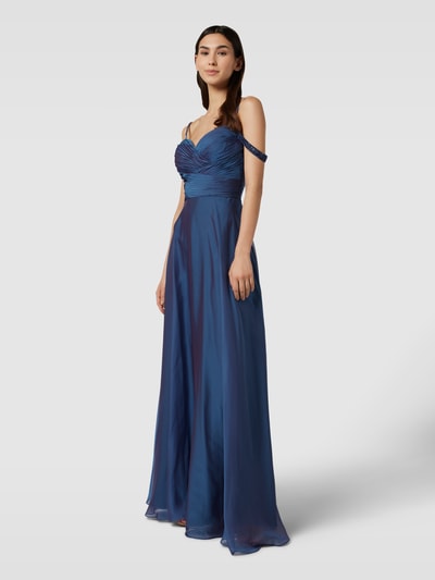 Luxuar Abendkleid in Wickel-Optik Blau 1