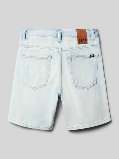 Produktfoto, Straight Fit Shorts mit Logo-Patch von CARS JEANS, hellblaue Baumwolle, 5-Pocket-Design, Labelpatch, glatte Struktur