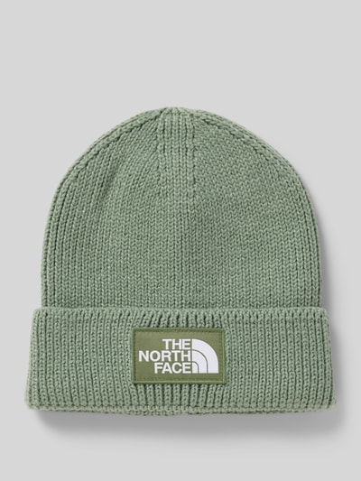 The North Face Beanie in gebreide look met logopatch, model 'Box' Lindegroen - 1
