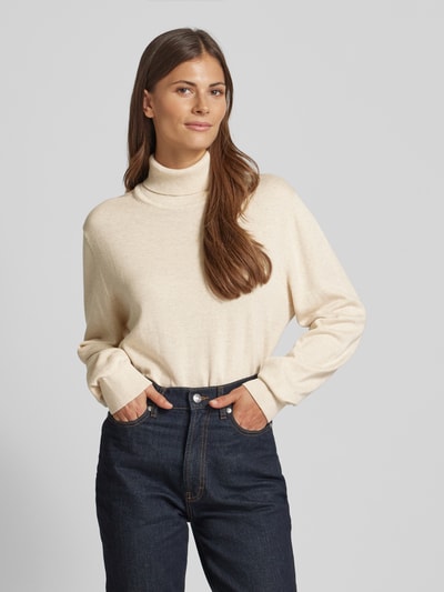 s.Oliver RED LABEL Regular Fit Rollkragenpullover aus Baumwolle mit gerippten Abschlüssen Offwhite 4