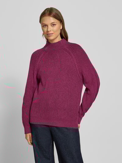 Tom Tailor Regular Fit Strickpullover aus Baumwoll-Mix mit Woll-Anteil Bordeaux 4