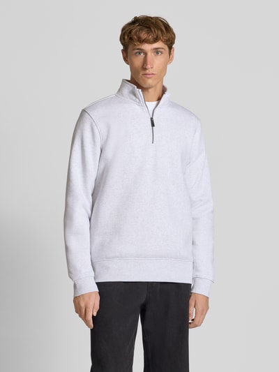 Only & Sons Regular Fit Troyer aus Baumwoll-Mix Modell 'CERES' Hellgrau Melange 4