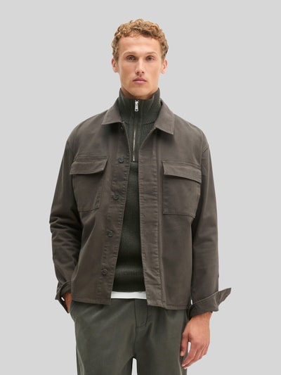 Marc O'Polo Overshirt mit Pattentaschen aus Baumwollmix Dunkelbraun 4