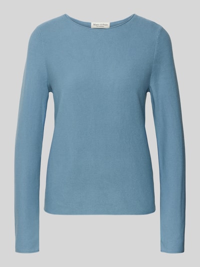 Produktfoto, Sweter z dzianiny Regular Fit Strickpullover aus reiner Baumwolle von Marc O'Polo, efekt: jednolity kolor, krój regular fit, aplikacja: wyhaftowane logo, okrągły dekolt, długi rękaw, zakończenie: zrolowany brzeg, wykończenie materiału: dzianina, materiał: czysta bawełna