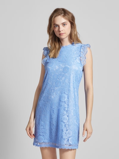 Pieces Sukienka koronkowa z okrągłym dekoltem model ‘OLLINE’ Błękitny 4
