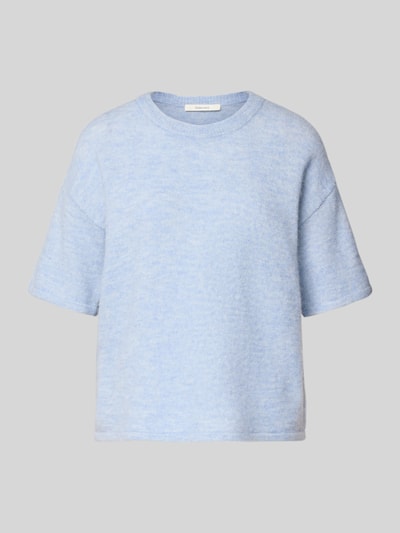Productfoto, Regular Fit Strickpullover aus Woll-Mix mit Alpaka-Anteil Modell 'LULU' van Selected Femme in lichtblau melange, ribbreisel, korte mouw, ronde hals, damespullover