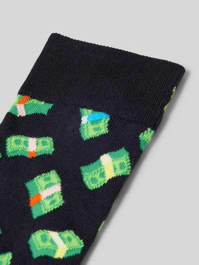 Happy Socks Socken mit Label-Stitching Modell 'Money' Dunkelblau 2