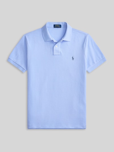Produktfoto, Regular Fit Poloshirt aus reiner Baumwolle von Polo Ralph Lauren in Hellblau, unifarben, kurzarm, Piqué-Struktur, Logo-Detail auf der Brust.