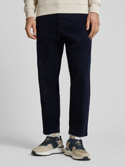 Casual Friday Regular fit corduroy broek met riemlussen, model 'Pepe' Marineblauw - 4