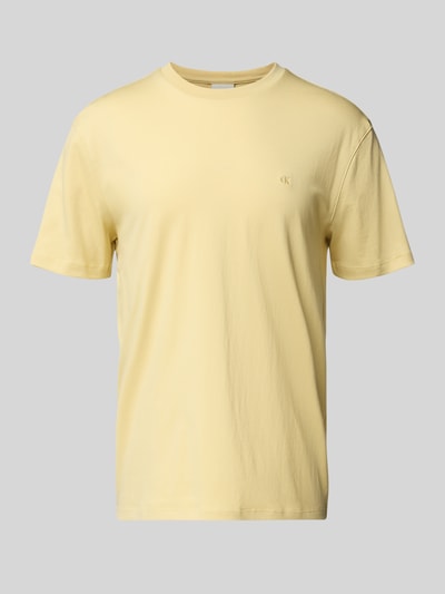 CK Calvin Klein T-Shirt mit Logo-Stitching Modell 'SUPIMA' Hellgelb 2