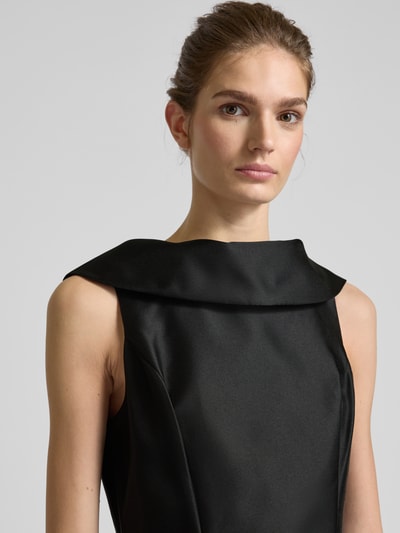 Adrianna Papell Knielanges Cocktailkleid mit gelegten Falten Black 3