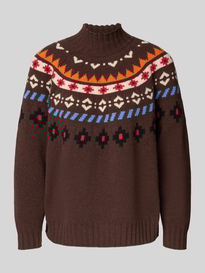 Weekend Max Mara Sweter o kroju regular fit z dzianiny z czystej, żywej wełny model ‘HARDY’ Ciemnobrązowy 2