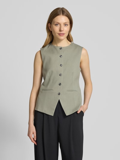 Samsøe Samsøe Gilet met ronde hals, model 'SARUMA' Olijfgroen - 4