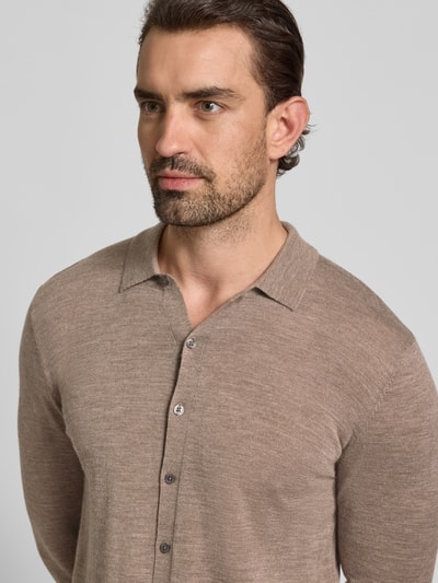 Christian Berg Men Wolljacke mit Kentkragen Taupe Melange 3