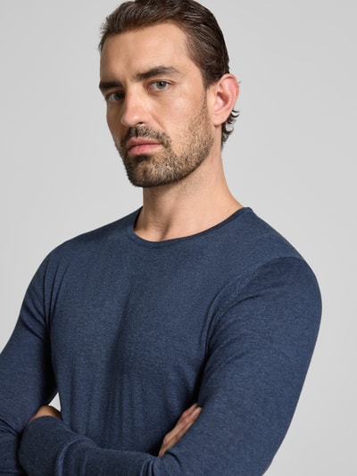 Christian Berg Men Regular fit pullover van puur katoen in gebreide look Marineblauw gemêleerd - 3