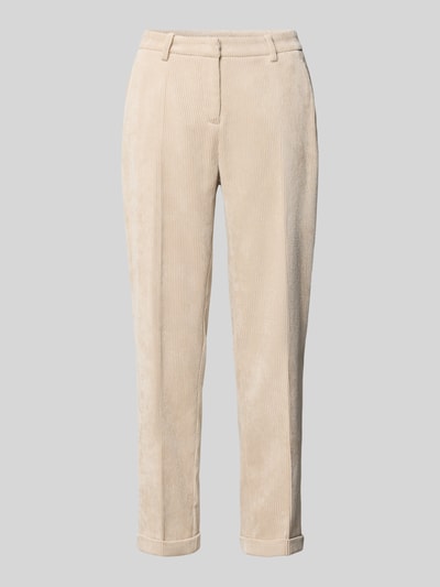 Produktfoto, beige Regular Fit Cordhose mit fixiertem Beinumschlag Modell 'KRYSTAL' von CAMBIO, Damen Cordhose, glatte Struktur