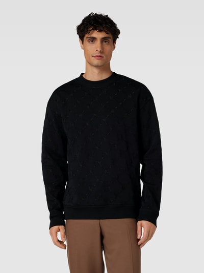 JOOP! Collection Sweatshirt met structuurmotief met logo, model 'Tizio' Zwart - 4