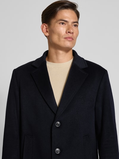 JOOP! Collection Lange wollen jas in dubbele-laagjeslook, model 'Morris' Marineblauw - 3