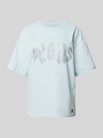 PEQUS T-shirt z obszyciem z ozdobnych kamieni model ‘Rhinestone’ Jasnoniebieski 2
