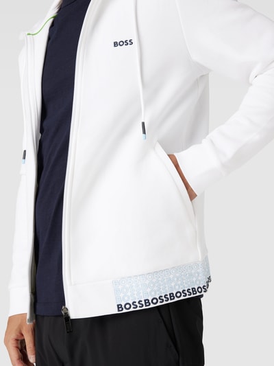 BOSS Green Sweatjacke mit Logo-Stitchings Modell 'Saggy' Weiß 3