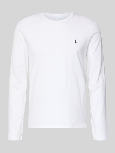 Produktfoto, Longsleeve aus Baumwolle mit Label-Stitching von Polo Ralph Lauren in Weiß, gerader Schnitt, gerippter Rundhalsausschnitt, reine Baumwolle