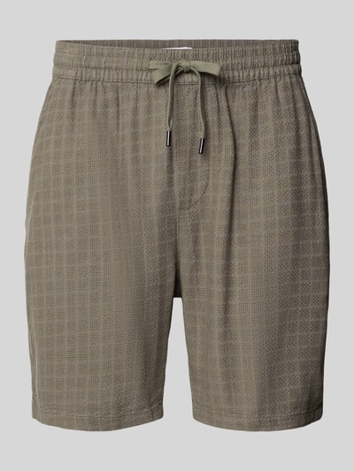 ONLY & SONS Regular Fit Shorts aus Viskose-Leinen-Mix Modell 'TEL LATHAM' Oliv 2