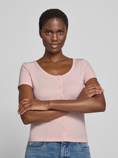 Jake*s Studio Woman Slim Fit T-Shirt mit durchgängiger Knopfleiste Hellrosa 3