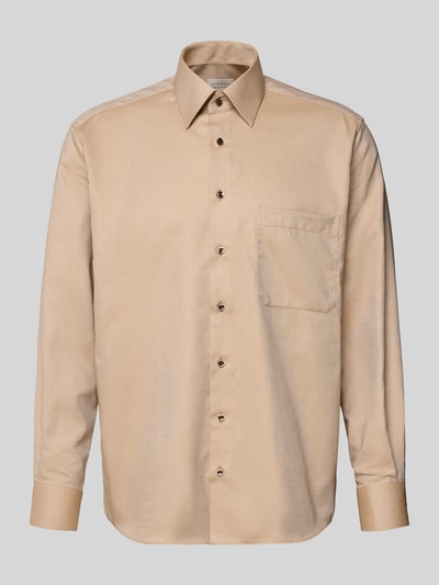 ETERNA Comfort fit zakelijk overhemd van katoen met kentkraag Zand - 2