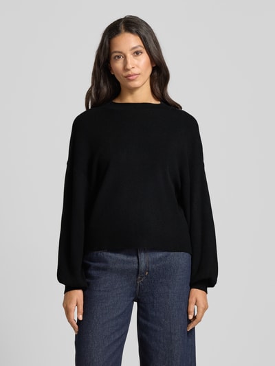 Vero Moda Regular fit gebreide pullover van viscosemix, model 'NANCY' Zwart - 4