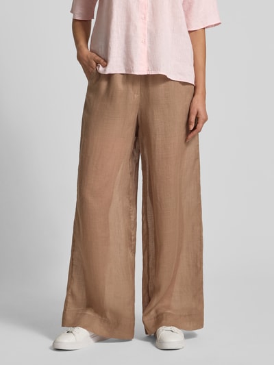 Christian Berg Woman Wide fit stoffen broek met elastische band Middenbruin - 4