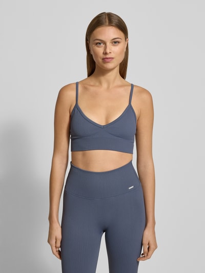 AIMN Bustier in Ripp-Optik Modell 'Ribbed Seamless Deep Cut' Rauchblau 4