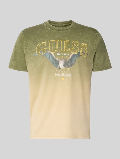 Produktfoto, Regular fit heren t-shirt van puur katoen Model 'EAGLE SCOUT' van GUESS met motiefprint, ruglengte bij maat M: 68 cm