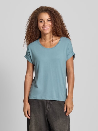 Only Relaxed fit T-shirt van viscosemix, model 'MOSTER' Oceaanblauw - 4