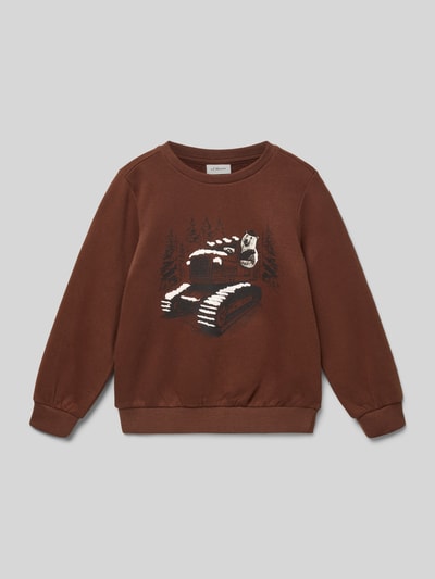 s.Oliver RED LABEL Regular fit pullover van katoenmix Chocoladebruin - 1