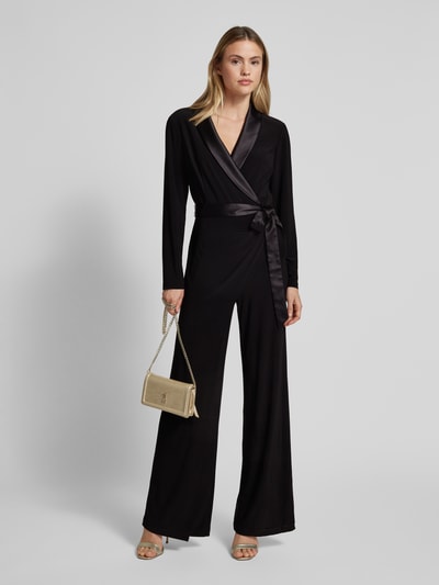 Adrianna Papell Jumpsuit mit Schalkragen und Bindegürtel Black 1