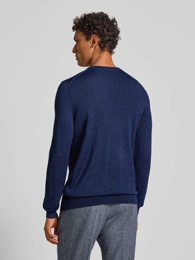 Christian Berg Men Regular fit shirt met lange mouwen van een mix van merinowol Donkerblauw gemêleerd - 5