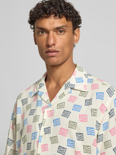 Selected Homme Relaxed Fit Freizeithemd aus reiner Viskose Modell 'HOTEL AMOUR STAMPS' Offwhite 3