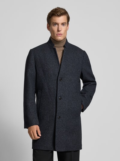 Tom Tailor Denim Regular fit wollen lange jas met all-over motief  Zwart - 4