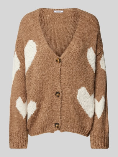 ZABAIONE Strickjacke mit V-Ausschnitt und Woll-Anteil Camel 1