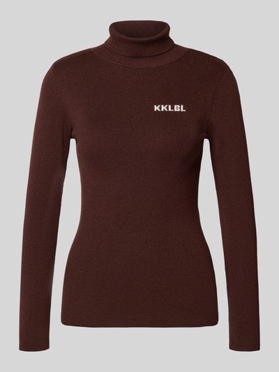 Karo Kauer Slim Fit Rollkragenpullover mit Woll-Anteil Mittelbraun 2