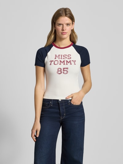 Tommy Jeans t-shirt o kroju slim fit z mieszanki bawełny Biały 4