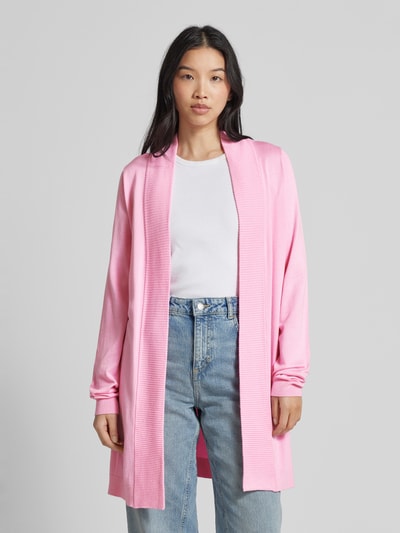 Fransa Longcardigan mit gerippten Abschlüssen Modell 'Clia' Pink 4