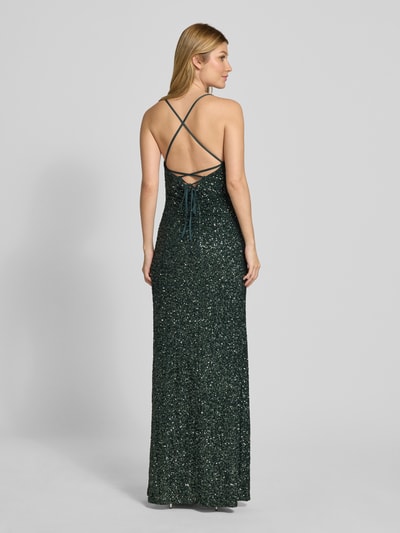V.M. Abendkleid mit Pailletten und rückseitiger Schnürung Dunkelgruen 5