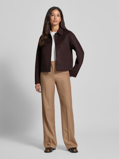 Samsøe Samsøe Jack van wolmix met platte kraag, model 'HOLLY' Chocoladebruin gemêleerd - 1