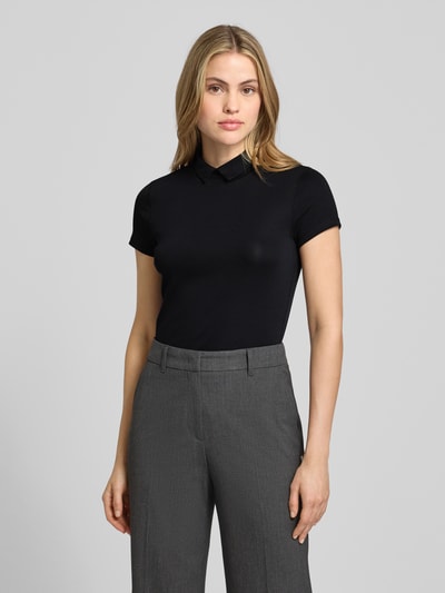 Marc Cain Slim fit T-shirt met polokraag Zwart - 4